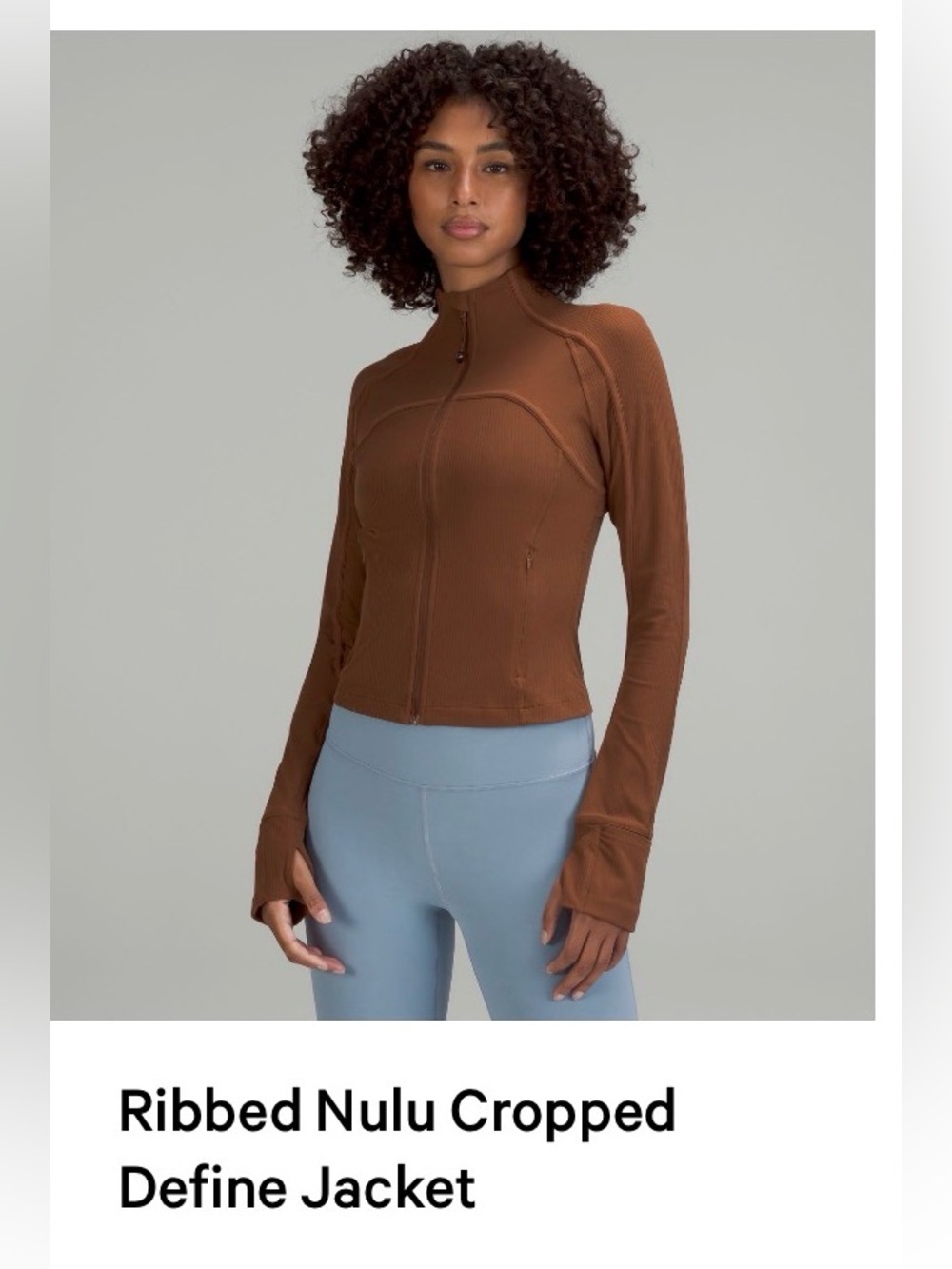 Ribbed Nulu Cropped Define Jacket - Brown